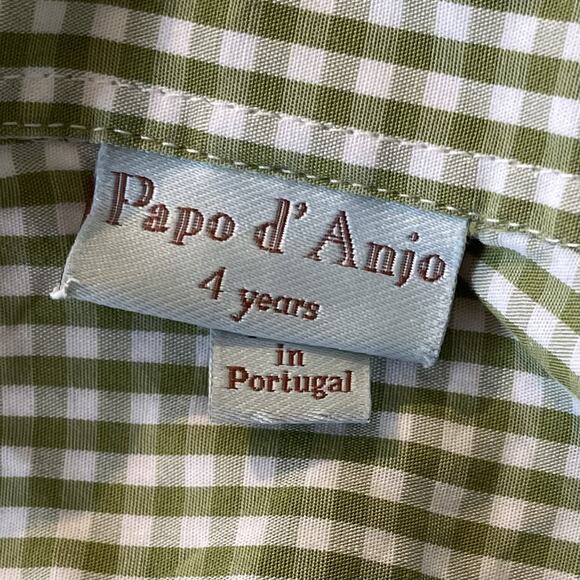 Papo d' Anjo Green Gingham Button Shirt Size 4 Years - Picture 9 of 9